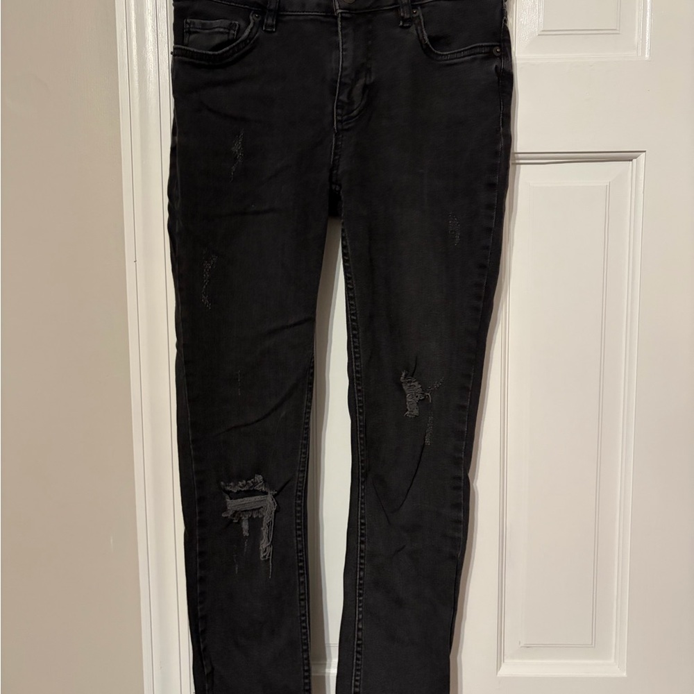Free People Skinny Black Distressed Jeans
